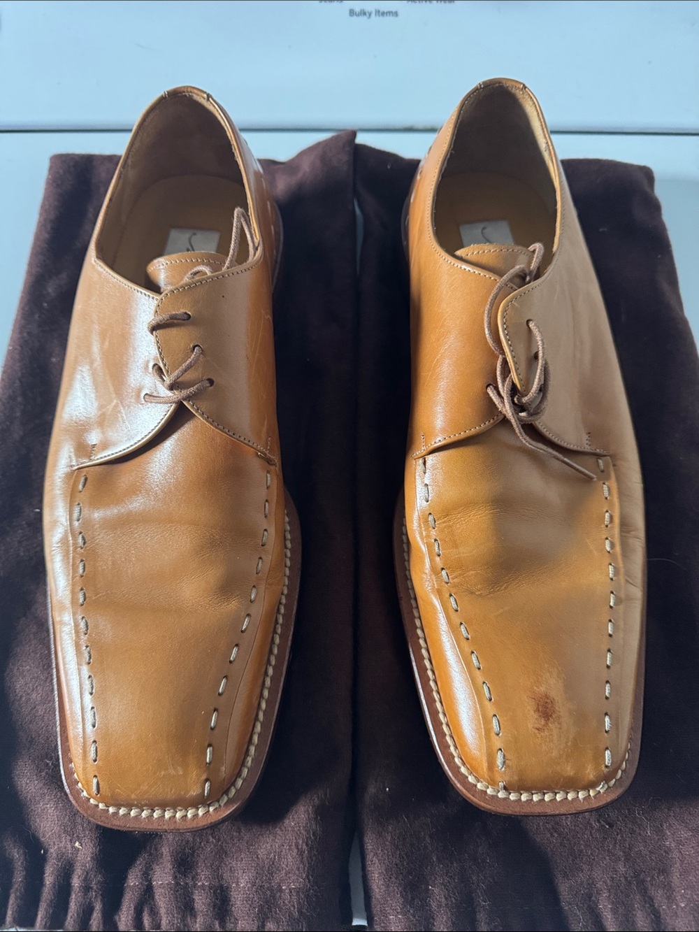 Mezlan Caramel Brown Leather Derby Shoes